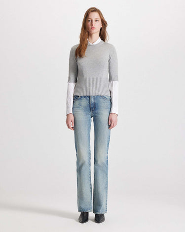 nomia ribbed sweater tee fitted elbow sleeves by Theo