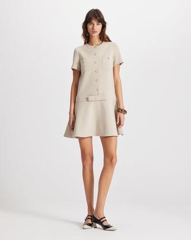 Daphne vintage style midi dress in stone by Theo