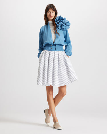Nomia rosette cardigan in retro blue by Theo