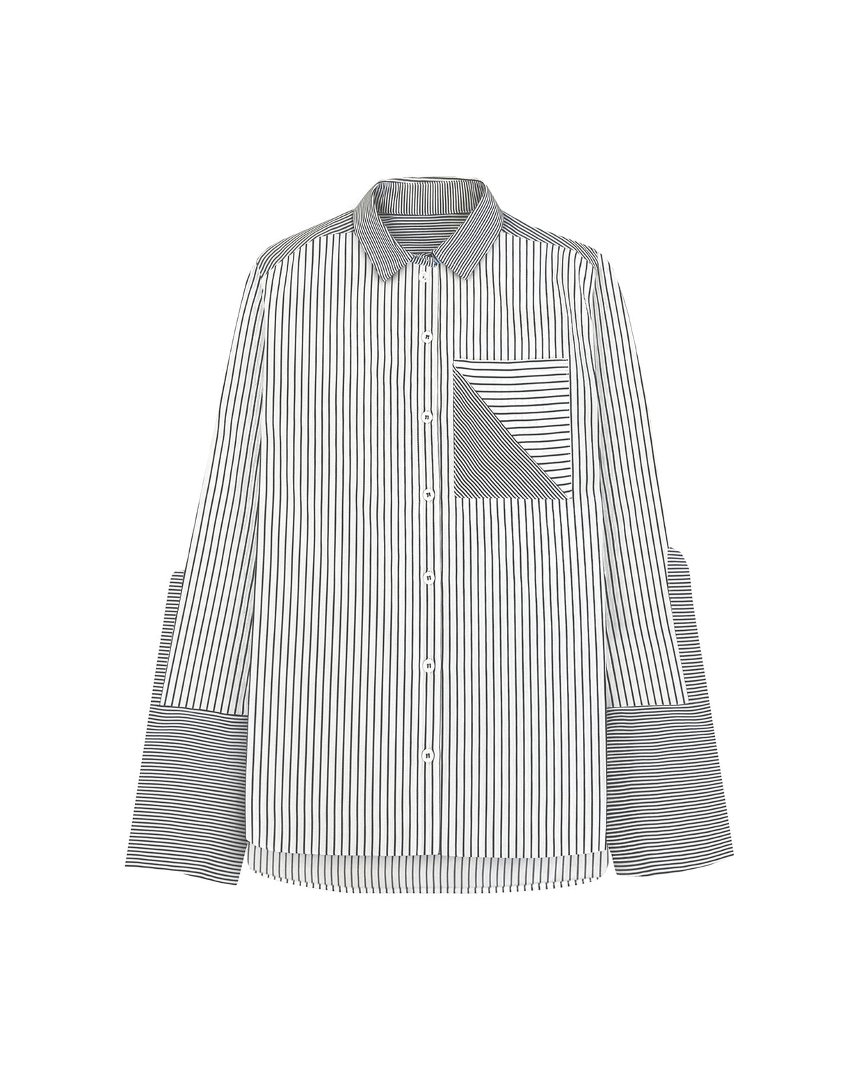 Echo Side Button Boyfriend Stripe Shirt