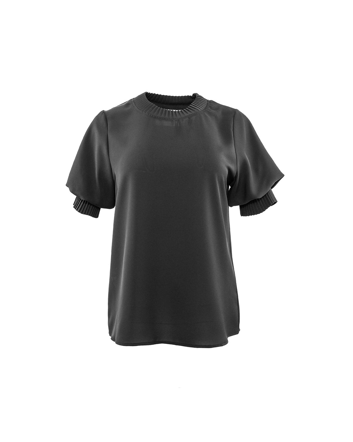 Dione Short Sleeve Pleated Neck Top
