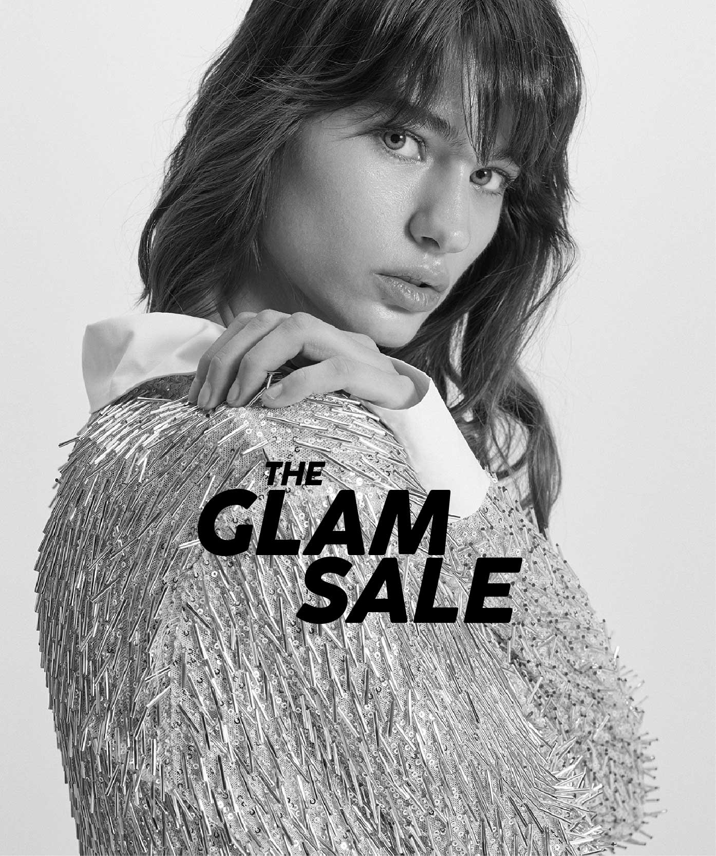 THEO Glam Sale editorial featuring sequin statement pieces styled on models