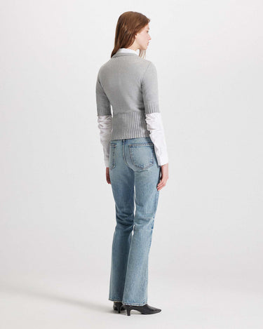 Echo poplin ruched sleeve button up shirt white by Theo