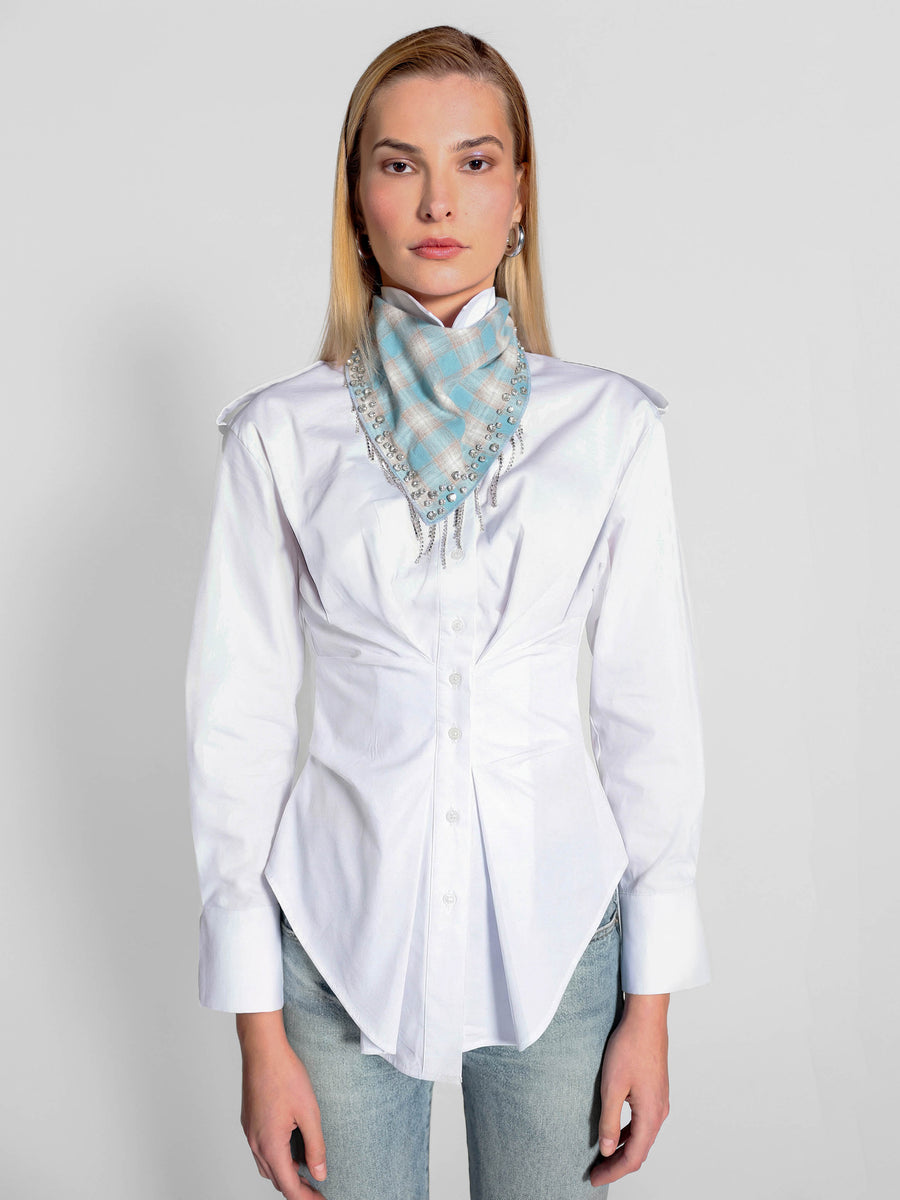 Europa Plaid Flannel Embellished Scarf