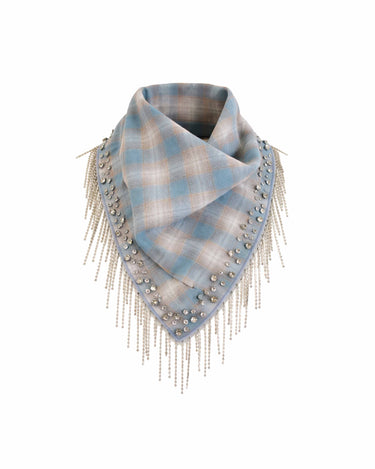 Europa Plaid Flannel Embellished Scarf