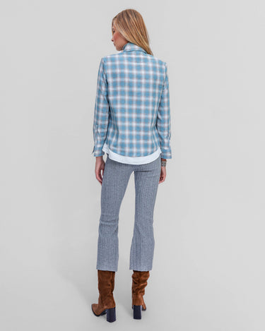 Europa Plaid Flannel Beaded Collar Shirt