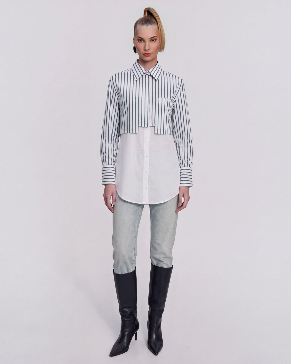 Lalia Stripe Layer Crop Shirt