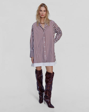 Lalia Stripe Layer Mini Shirtdress