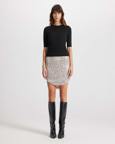 nomia ribbed sweater tee fitted elbow sleeves by Theo