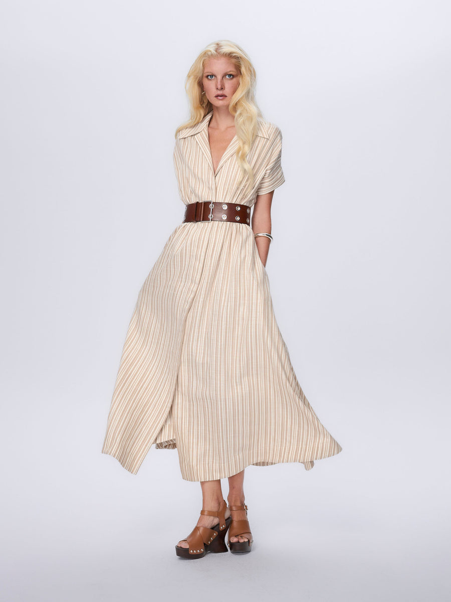 Astraea Lurex Belted Maxi Dress