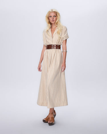Astraea Lurex Belted Maxi Dress