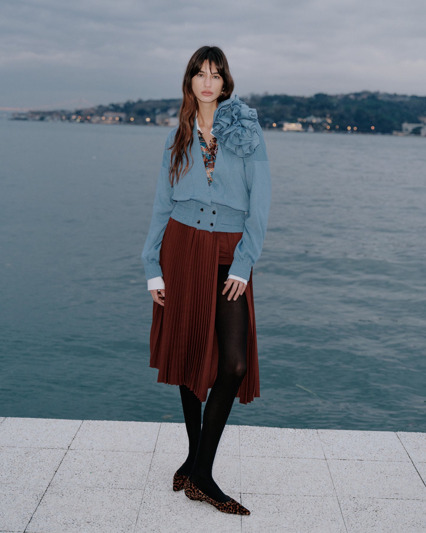 Atlas Pleated High Slit Skirt