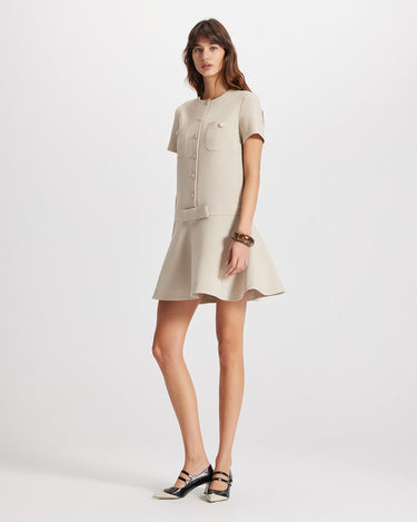 Daphne vintage style midi dress in stone by Theo