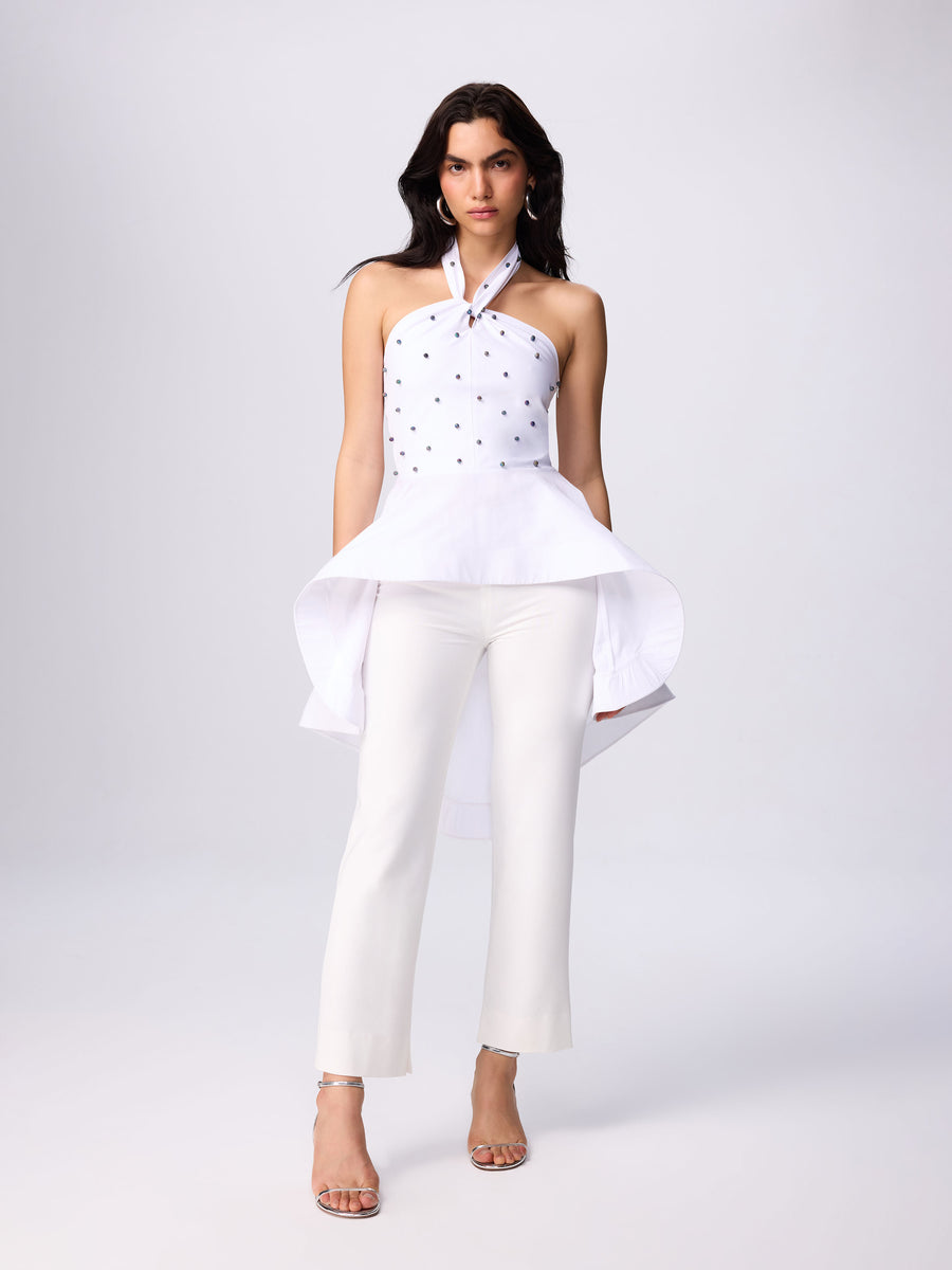 Echo Hi-Low Pearly Halter Shirting Top