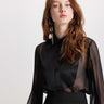 Idalia sheer satin blouse in black by Theo