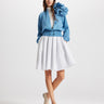 Nomia rosette cardigan in retro blue by Theo