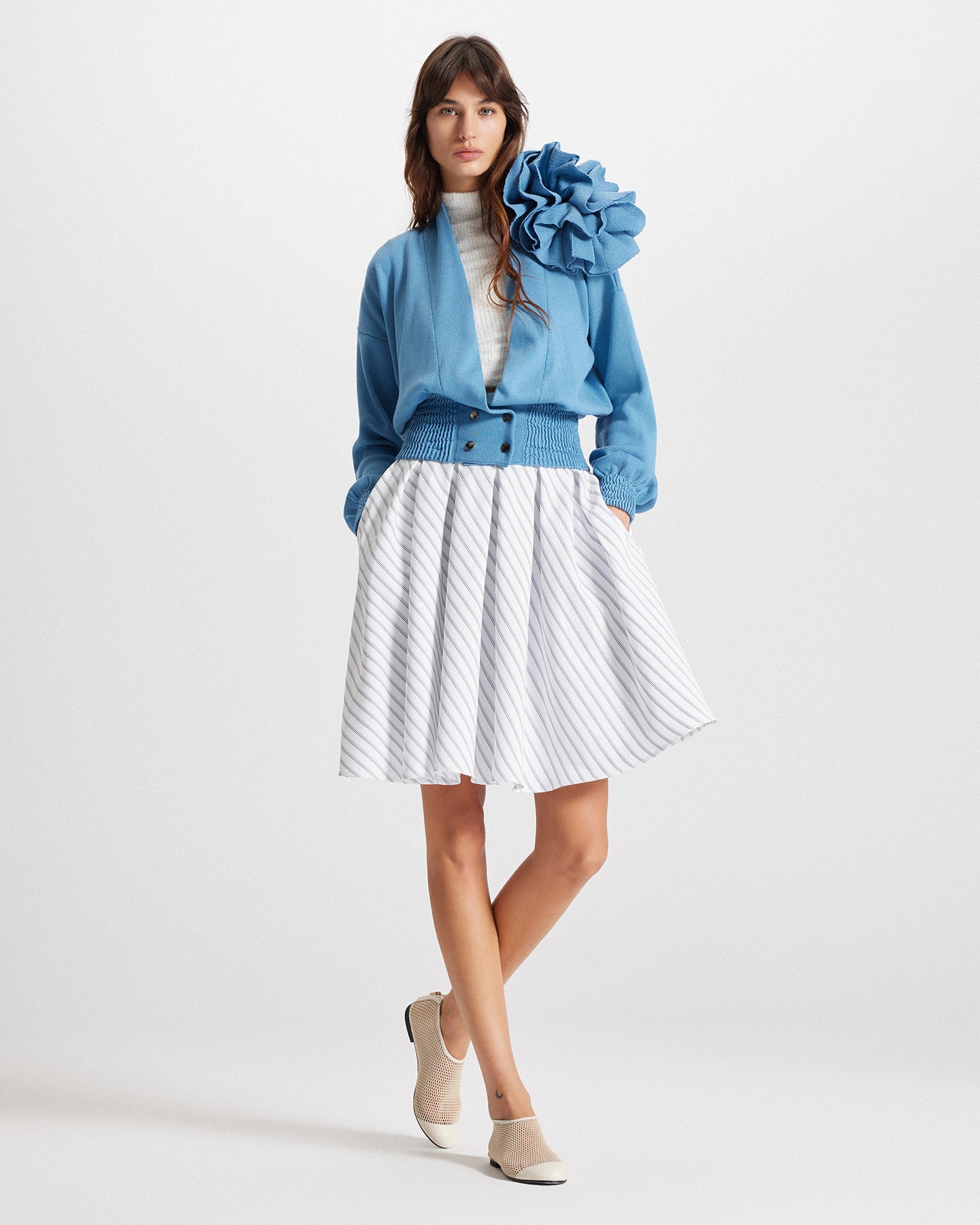 Nomia Ribbed Waist Rosette Cardigan