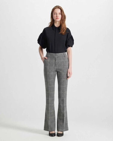 Eudora cropped bootcut pants sequin prince of Wales by Theo