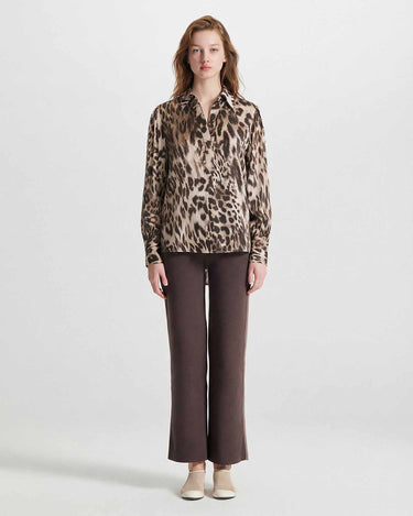 Danae henley silk touch leopard print shirt by Theo