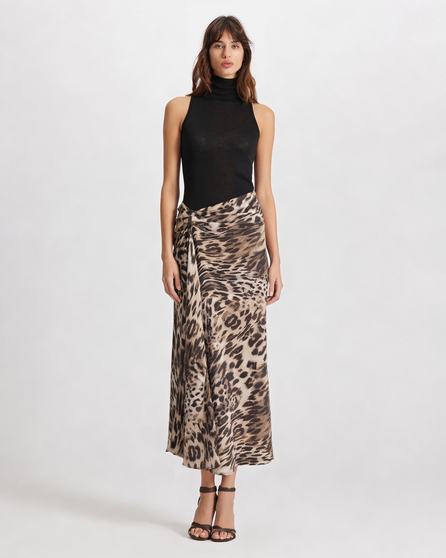 Danae Leopard Print Ruched Skirt