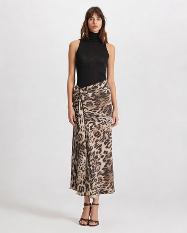 Danae midi skirt ruched leopard print by Theo