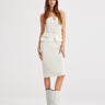 Melia bustier midi dress in ivory tweed by Theo