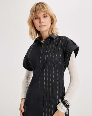 theia striped taffeta camp dress by Theo