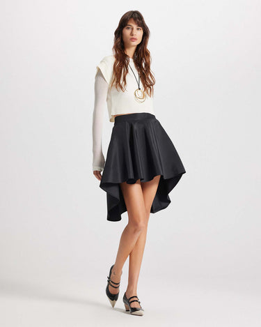 nomia knit top ribbed body sheer sleeves by Theo