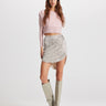 nomia knit top ribbed body sheer sleeves by Theo