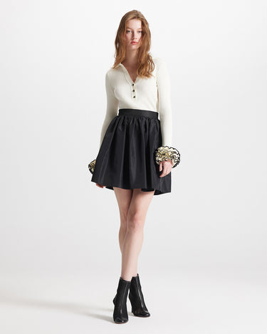 nomia ribbed pullover removable ruffle sleeves by Theo