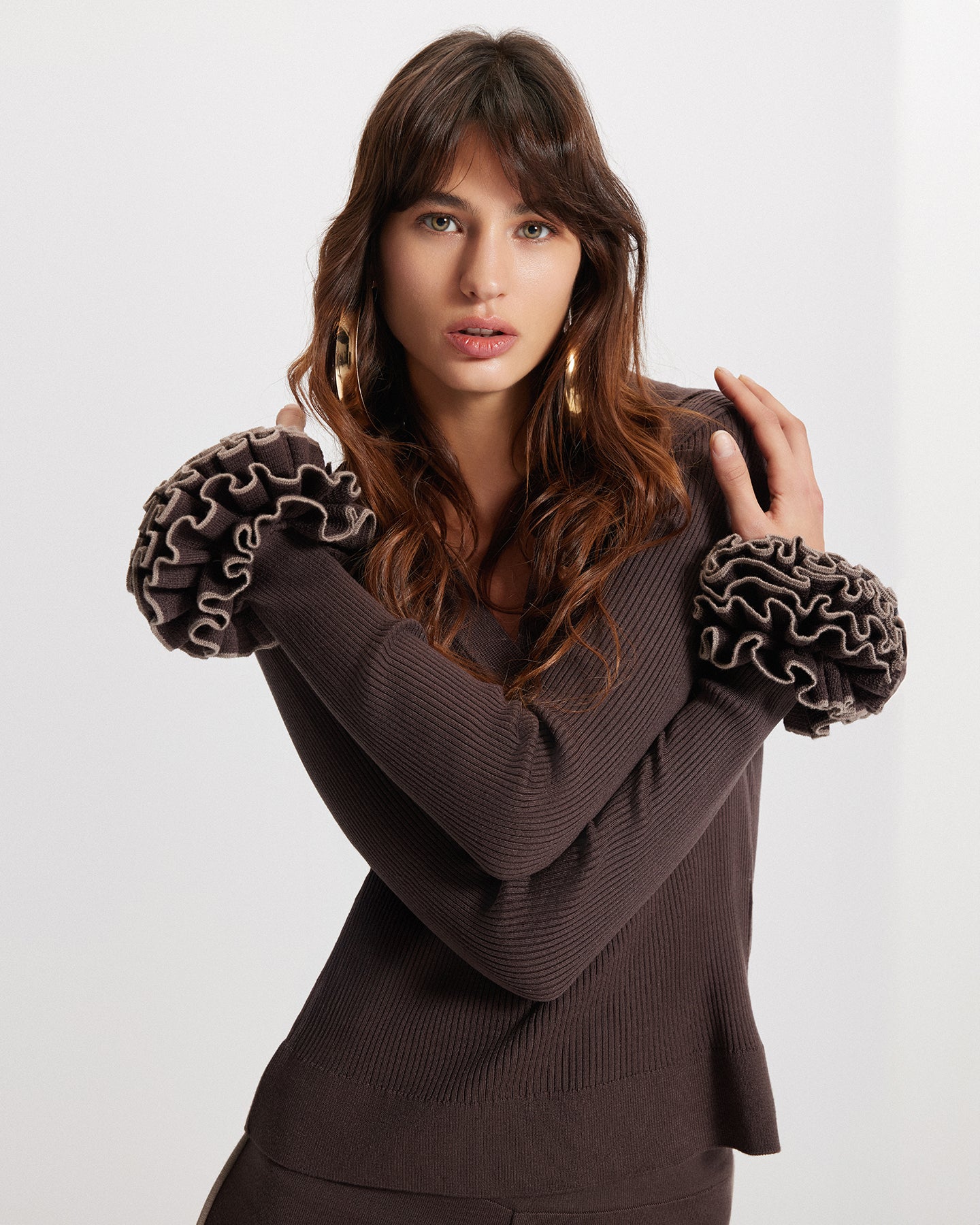 Nomia Ruffle Sleeve Johnny Sweater