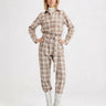 Europa plaid flannel pants with crystal embellishments by Theo
