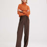 Ersa Pointelle Argyle Pullover Sweater in Amber by THEO
