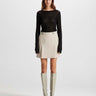 Nomia Sheer Knit Pullover with Boatneck in Black by THEO
