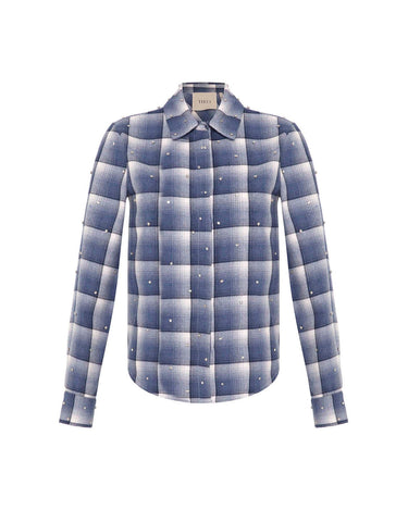 Europa plain flannel shirt with crystal embellishments by Theo