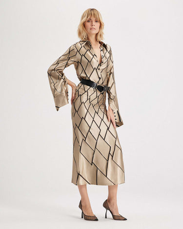 Theia Retro Burnout Boyfriend Shirt in Gold by THEO