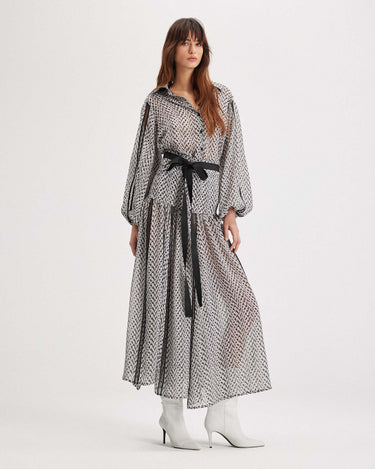 Aglaia tweed print chiffon skirt by Theo