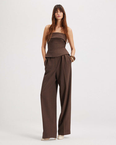 Kores Herringbone Bustier Top in Koffee Brown by THEO