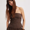 Kores Herringbone Bustier Top in Koffee Brown by THEO