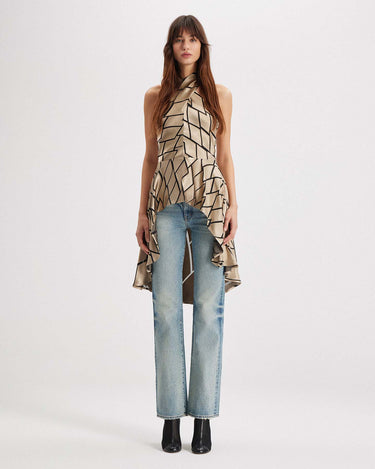 Theia Retro Burnout Halter Top in Gold by THEO